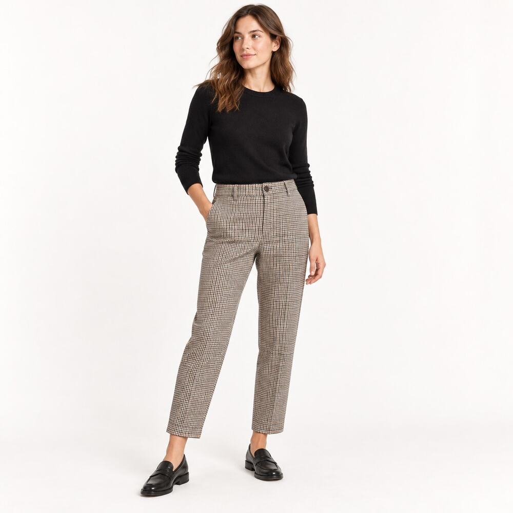CLOSED Jack Houndstooth Ankle Trousers Black Cream Orange 27